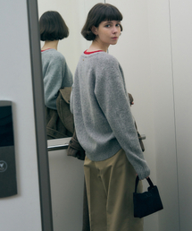 ヘアリーウールVネックプルオーバーニット[M.GREY]