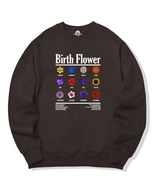 BIRTH FLOWER GRAPHIC Crew Neck - Brown