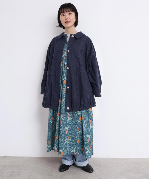 l'atelier du savon（アトリエドサボン）の「ブルゾンみたいなきもちのデニムステンコート（その他アウター・レディース・ネイビー・FREE）」の11枚目の写真