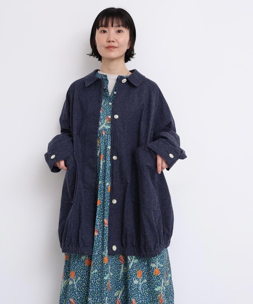 l'atelier du savon（アトリエドサボン）の「ブルゾンみたいなきもちのデニムステンコート（その他アウター・レディース・ネイビー・FREE）」の3枚目の写真