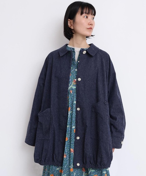 l'atelier du savon（アトリエドサボン）の「ブルゾンみたいなきもちのデニムステンコート（その他アウター・レディース・ネイビー・FREE）」の2枚目の写真