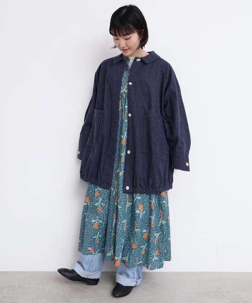 l'atelier du savon（アトリエドサボン）の「ブルゾンみたいなきもちのデニムステンコート（その他アウター・レディース・ネイビー・FREE）」の8枚目の写真