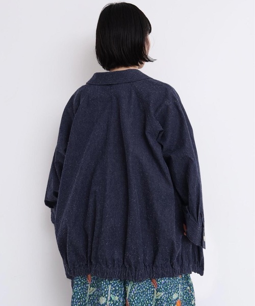 l'atelier du savon（アトリエドサボン）の「ブルゾンみたいなきもちのデニムステンコート（その他アウター・レディース・ネイビー・FREE）」の5枚目の写真