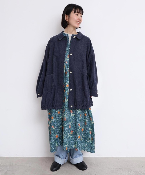 l'atelier du savon（アトリエドサボン）の「ブルゾンみたいなきもちのデニムステンコート（その他アウター・レディース・ネイビー・FREE）」の7枚目の写真