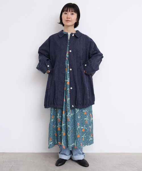 l'atelier du savon（アトリエドサボン）の「ブルゾンみたいなきもちのデニムステンコート（その他アウター・レディース・ネイビー・FREE）」の6枚目の写真