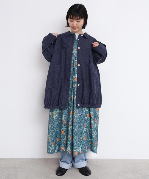 l'atelier du savon（アトリエドサボン）の「ブルゾンみたいなきもちのデニムステンコート（その他アウター・レディース・ネイビー・FREE）」の9枚目の写真