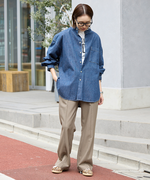 SLOBE IENA（スローブイエナ）の「LEDENIM REMAKE OVER SHIRT（シャツ/ブラウス・レディース・ホワイト/ブルー・FREE）」の18枚目の写真
