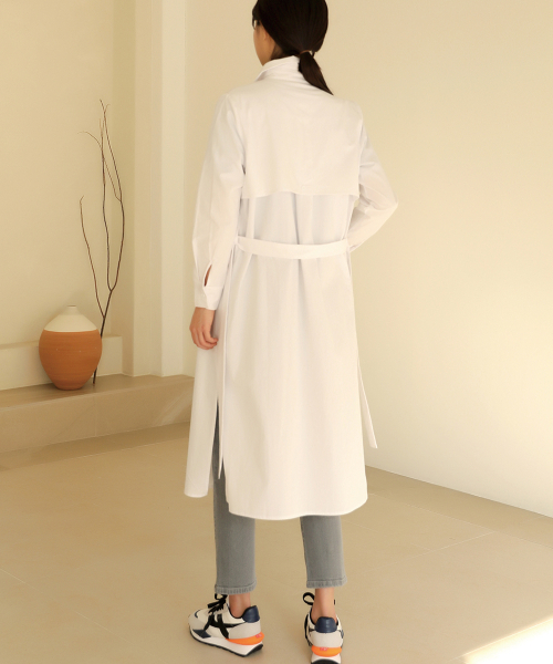 BBAEBBAE(ペッペ)の「ストリングセットベーシックロングワンピース型シャツ南方(シャツ/ブラウス・レディース・ホワイト/スカイブルー・FREE)」の8枚目の写真