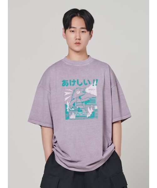 AKECII(アケシ)の「ゴジラピグメント半袖Tシャツパープル(Tシャツ/カットソー・メンズ・その他・MEDIUM/LARGE)」の2枚目の写真