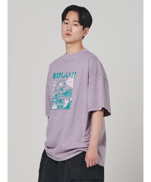 AKECII(アケシ)の「ゴジラピグメント半袖Tシャツパープル(Tシャツ/カットソー・メンズ・その他・MEDIUM/LARGE)」の3枚目の写真