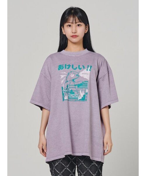 AKECII(アケシ)の「ゴジラピグメント半袖Tシャツパープル(Tシャツ/カットソー・メンズ・その他・MEDIUM/LARGE)」の4枚目の写真