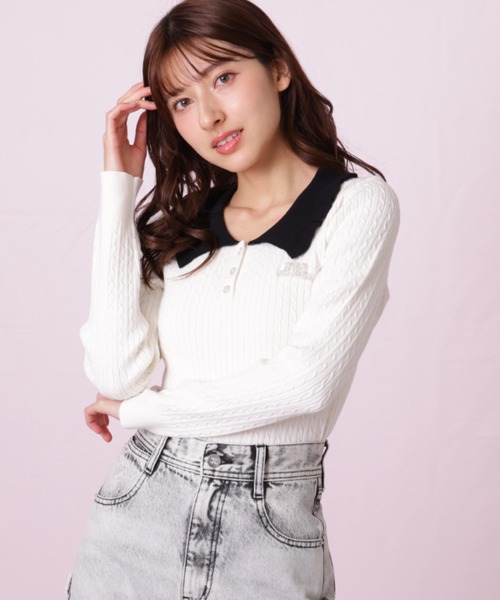 JILL by JILL STUART（ジルバイジルスチュアート）の「◇ビジューロゴケーブルニット（ニット/セーター・レディース・ブラック/ブルー/ホワイト・FREE）」の16枚目の写真