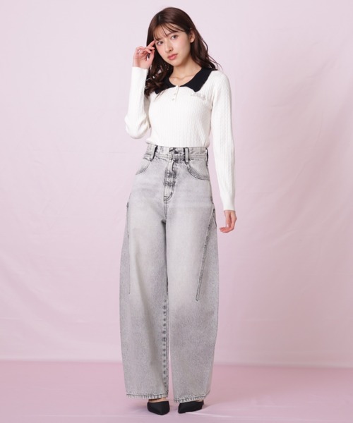 JILL by JILL STUART（ジルバイジルスチュアート）の「◇ビジューロゴケーブルニット（ニット/セーター・レディース・ブラック/ブルー/ホワイト・FREE）」の21枚目の写真
