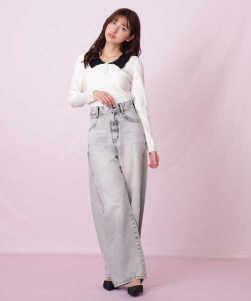 JILL by JILL STUART（ジルバイジルスチュアート）の「◇ビジューロゴケーブルニット（ニット/セーター・レディース・ブラック/ブルー/ホワイト・FREE）」の22枚目の写真