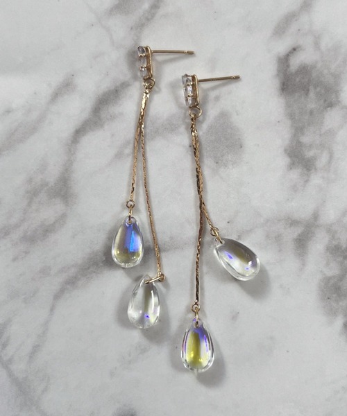 yu-ka(ユーカ)の「YU-KA:ドロップデザインピアス drop design pierce(ピアス(両耳用)・レディース・ゴールド・FREE)」の1枚目の写真