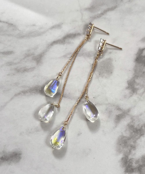 yu-ka(ユーカ)の「YU-KA:ドロップデザインピアス drop design pierce(ピアス(両耳用)・レディース・ゴールド・FREE)」の2枚目の写真