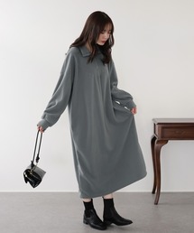 ハーフジップフリースワンピース