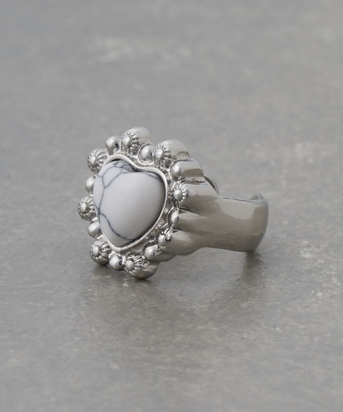 CIAOPANIC TYPY（チャオパニックティピー）の「【yuccA】HEARTSTONEVOLUMERING（リング・レディース・ホワイト/ブルー・ONE SIZE）」の4枚目の写真