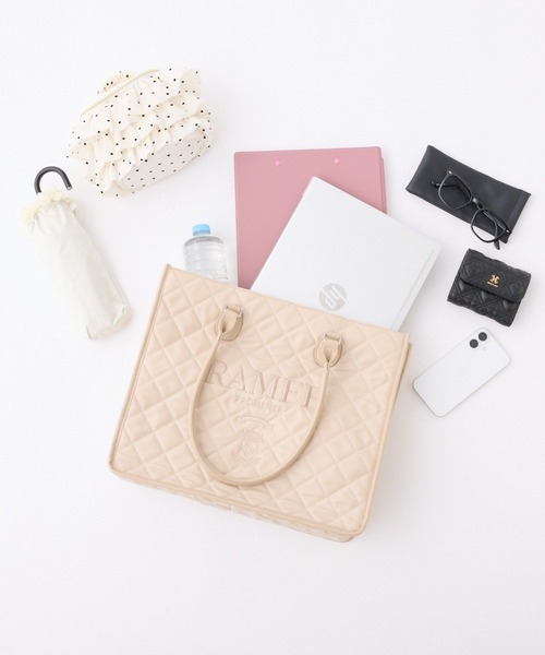 one after another NICE CLAUP（ワンアフターアナザーナイスクラップ）の「【WEB限定】キルティング刺しゅうトートバッグ/A4サイズ対応（トートバッグ・レディース・ブラック/アイボリー/ベージュ・FREE）」の12枚目の写真