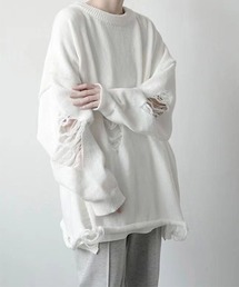 WARAIJOGO（ワライジョウゴ）の「オーバーサイズダメージプルオーバーニット（ニット/セーター）」