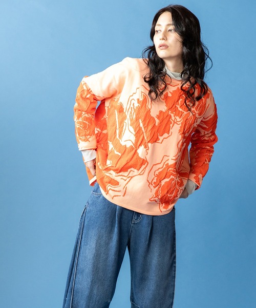 OSMOSIS(オズモーシス)の「ジャガードニットプルオーバー(ニット/セーター・レディース・ブラック/ライトピンク/アイボリー・ONE SIZE)」の3枚目の写真