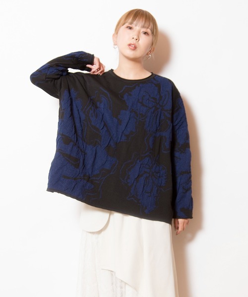 OSMOSIS(オズモーシス)の「ジャガードニットプルオーバー(ニット/セーター・レディース・ブラック/ライトピンク/アイボリー・ONE SIZE)」の2枚目の写真