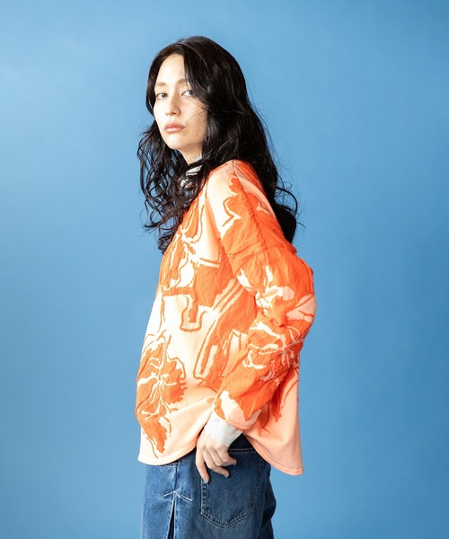 OSMOSIS(オズモーシス)の「ジャガードニットプルオーバー(ニット/セーター・レディース・ブラック/ライトピンク/アイボリー・ONE SIZE)」の9枚目の写真