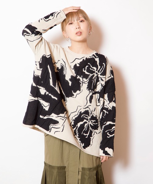 OSMOSIS(オズモーシス)の「ジャガードニットプルオーバー(ニット/セーター・レディース・ブラック/ライトピンク/アイボリー・ONE SIZE)」の15枚目の写真