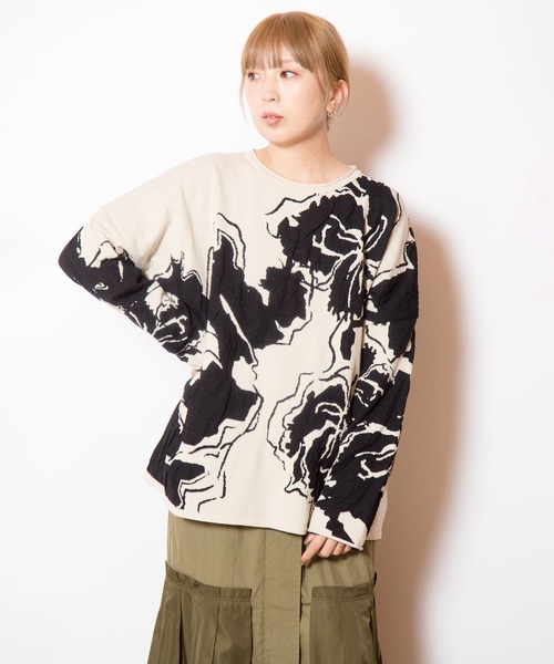 OSMOSIS(オズモーシス)の「ジャガードニットプルオーバー(ニット/セーター・レディース・ブラック/ライトピンク/アイボリー・ONE SIZE)」の17枚目の写真