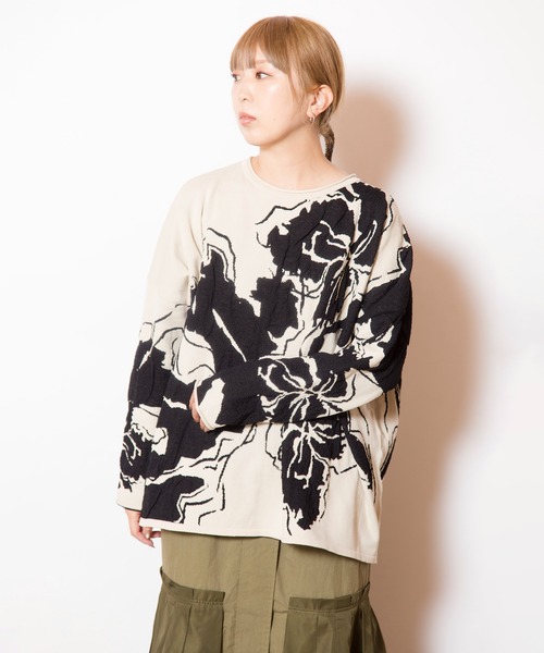 OSMOSIS(オズモーシス)の「ジャガードニットプルオーバー(ニット/セーター・レディース・ブラック/ライトピンク/アイボリー・ONE SIZE)」の18枚目の写真