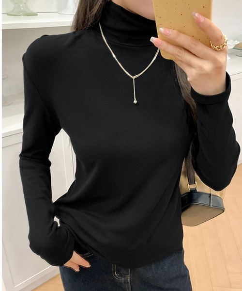 MILAE(ミレ)の「ベーシックタートルネックトップス(Tシャツ/カットソー・レディース・ブラウン/グレー/ホワイト/ライトベージュ/ブラック・M/L/S)」の10枚目の写真