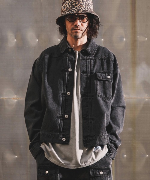 WONDER WALL MOTEL(ワンダーウォールモーテル)の「mj11317-AGING BLACK DENIM JACKET(Gジャン) デニムジャケット(26SSJK002)(デニムジャケット・メンズ・ブラック・XL/L/M/S)」の1枚目の写真