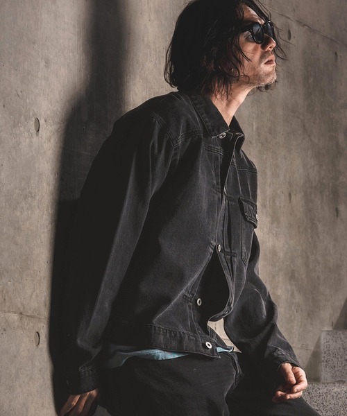 WONDER WALL MOTEL(ワンダーウォールモーテル)の「mj11317-AGING BLACK DENIM JACKET(Gジャン) デニムジャケット(26SSJK002)(デニムジャケット・メンズ・ブラック・XL/L/M/S)」の15枚目の写真
