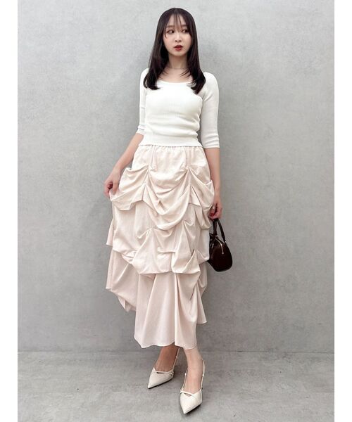 dazzlin(ダズリン)の「ランダムドレープタックスカート(スカート・レディース・アイボリー/ブラック/ピンク・SMALL/MEDIUM)」の15枚目の写真