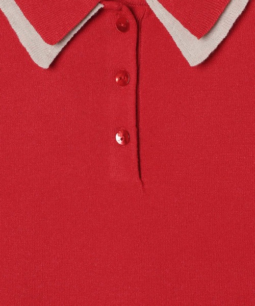 GEORGE'S（ジョージズ）の「ダブルカラーポロニット（ニット/セーター・レディース・ネイビー/レッド/グレー・FREE）」の13枚目の写真