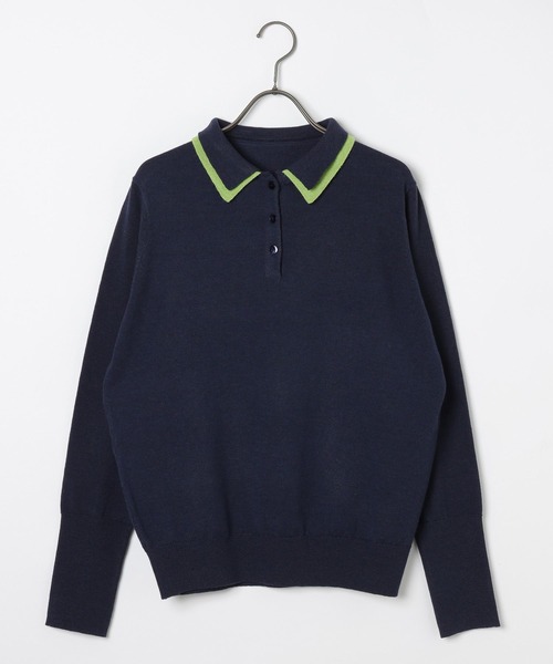 GEORGE'S（ジョージズ）の「ダブルカラーポロニット（ニット/セーター・レディース・ネイビー/レッド/グレー・FREE）」の6枚目の写真
