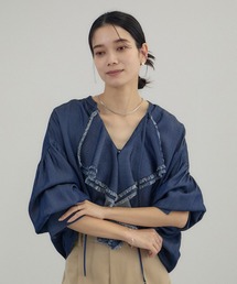 SALON adam et rope' | デニムライクラッフルフリルブラウス(シャツ/ブラウス)