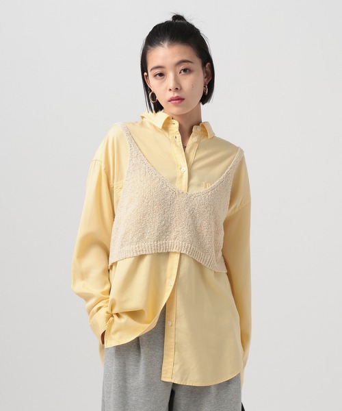 BAYFLOW（ベイフロー）の「[簡単ブラウジング仕様]2WAYスタンダードシャツ（シャツ/ブラウス・レディース・ライトグレー/グリーン/ピンク/イエロー/ライトブルー・FREE）」の5枚目の写真