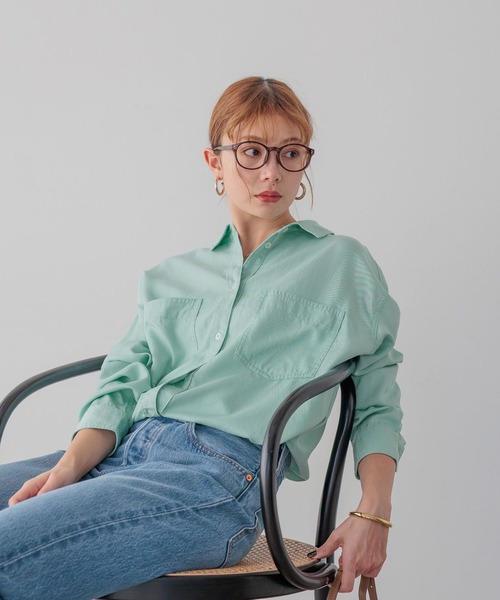 BAYFLOW（ベイフロー）の「[簡単ブラウジング仕様]2WAYスタンダードシャツ（シャツ/ブラウス・レディース・ライトグレー/グリーン/ピンク/イエロー/ライトブルー・FREE）」の3枚目の写真