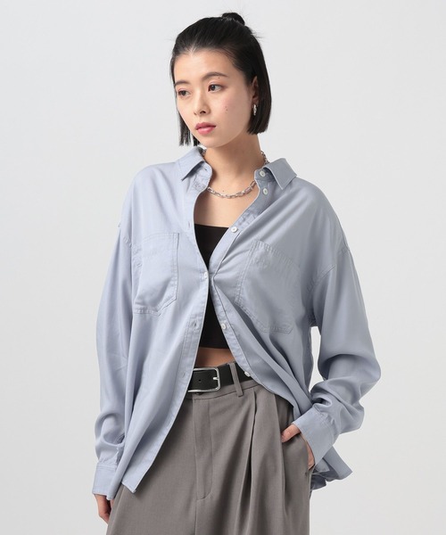 BAYFLOW（ベイフロー）の「[簡単ブラウジング仕様]2WAYスタンダードシャツ（シャツ/ブラウス・レディース・ライトグレー/グリーン/ピンク/イエロー/ライトブルー・FREE）」の4枚目の写真