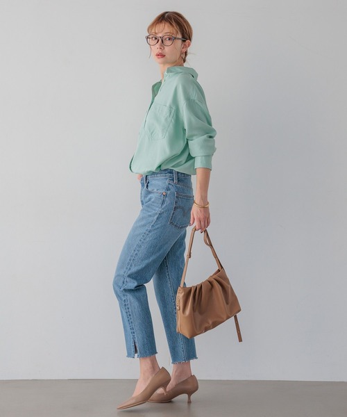 BAYFLOW（ベイフロー）の「[簡単ブラウジング仕様]2WAYスタンダードシャツ（シャツ/ブラウス・レディース・ライトグレー/グリーン/ピンク/イエロー/ライトブルー・FREE）」の6枚目の写真