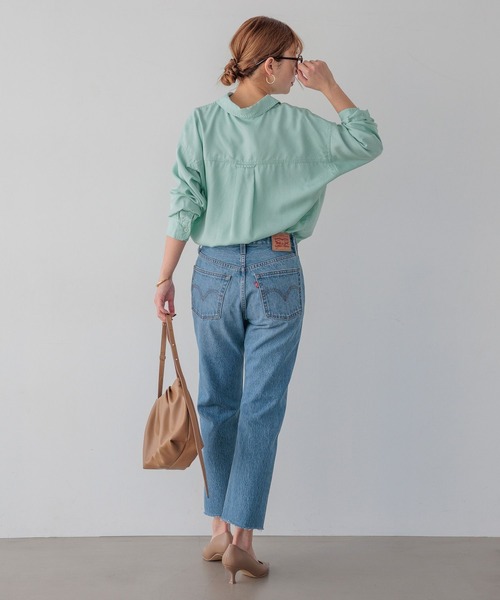 BAYFLOW（ベイフロー）の「[簡単ブラウジング仕様]2WAYスタンダードシャツ（シャツ/ブラウス・レディース・ライトグレー/グリーン/ピンク/イエロー/ライトブルー・FREE）」の7枚目の写真