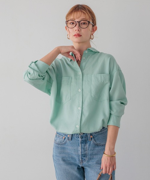 BAYFLOW（ベイフロー）の「[簡単ブラウジング仕様]2WAYスタンダードシャツ（シャツ/ブラウス・レディース・ライトグレー/グリーン/ピンク/イエロー/ライトブルー・FREE）」の8枚目の写真