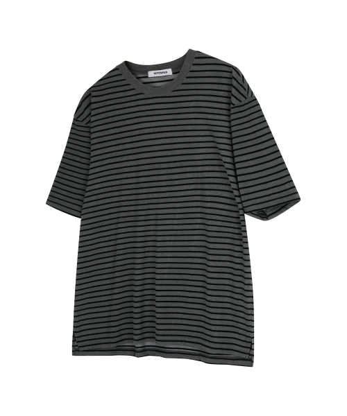 ROTEMBER（ローテンバー）の「ピグメントストライプハーフTシャツ[チャコール]（Tシャツ/カットソー・メンズ・その他・MEDIUM/LARGE/X-LARGE）」の4枚目の写真
