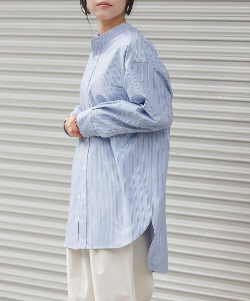 FORK&SPOON（フォークアンドスプーン）の「FORK&SPOON　PEオックスロングシャツ（シャツ/ブラウス・レディース・ブルー系その他/グレー系その他・1）」の2枚目の写真