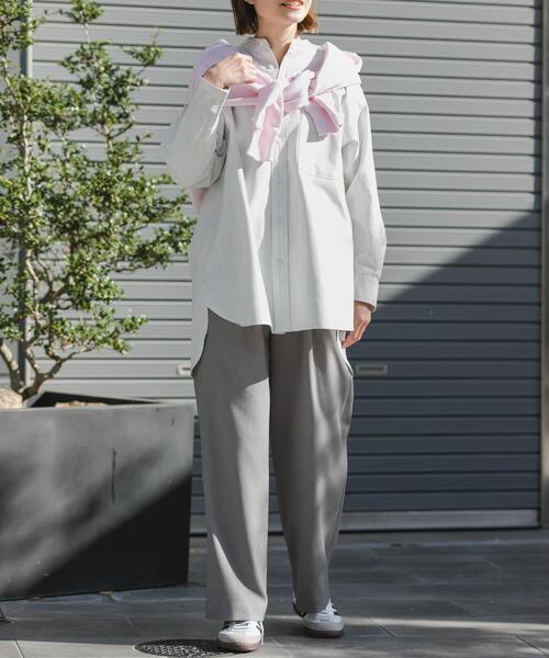 FORK&SPOON（フォークアンドスプーン）の「FORK&SPOON　PEオックスロングシャツ（シャツ/ブラウス・レディース・ブルー系その他/グレー系その他・1）」の5枚目の写真