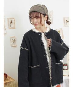 セール】ブランケットステッチニットジャケット（その他アウター