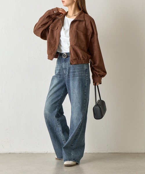 COLONY 2139（コロニートゥーワンスリーナイン）の「カットスエードスタンドショートブルゾン（ブルゾン・レディース・アイボリー/ダークブラウン・FREE）」の20枚目の写真