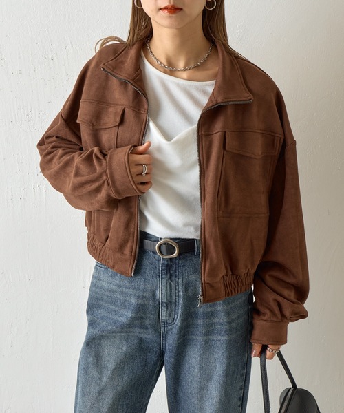 COLONY 2139（コロニートゥーワンスリーナイン）の「カットスエードスタンドショートブルゾン（ブルゾン・レディース・アイボリー/ダークブラウン・FREE）」の13枚目の写真