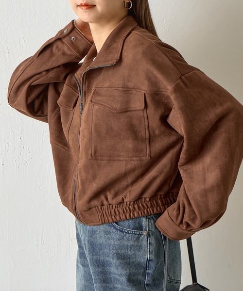 COLONY 2139（コロニートゥーワンスリーナイン）の「カットスエードスタンドショートブルゾン（ブルゾン・レディース・アイボリー/ダークブラウン・FREE）」の17枚目の写真